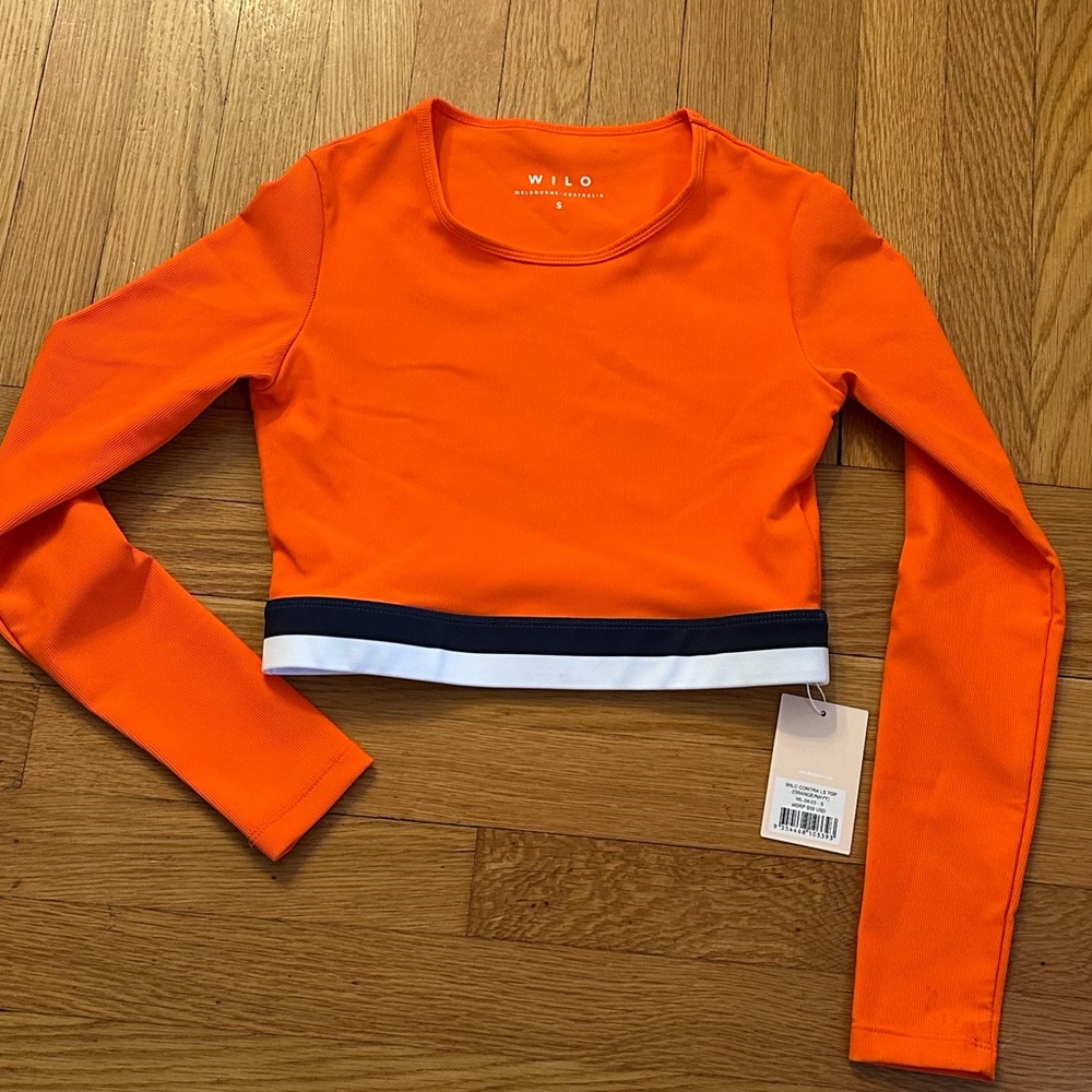 Wilo Women's Contra Orange Long Sleeve Cropped Top NWT